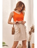 Knitted top with an orange V-neck MP32853 - Online store - Boutique